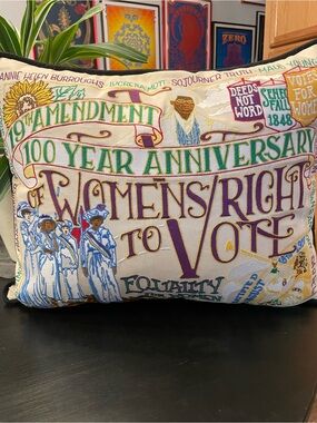 Embroidered Throw Pillow celebrating the 19th Amendment